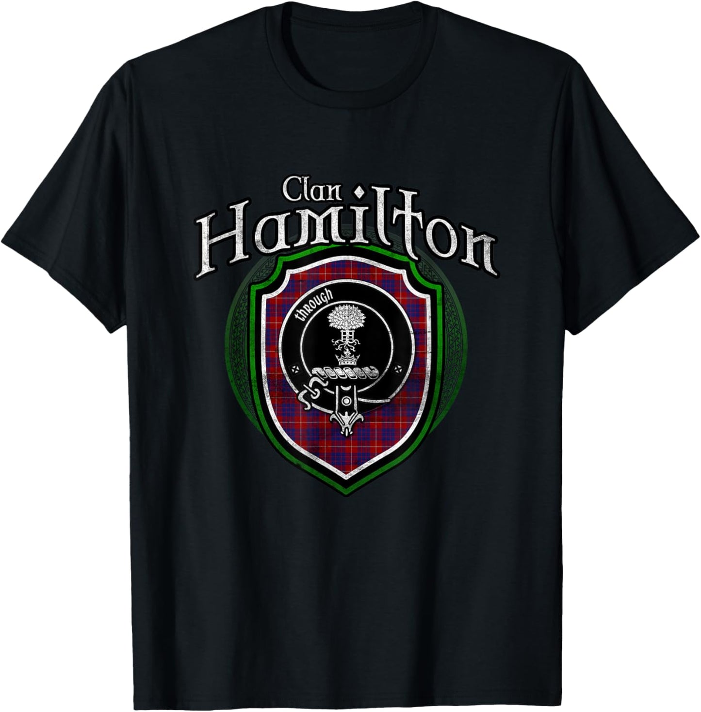 Hamilton Clan Emblem | Scottish Family Badge of the Hamilton Clan T-Shirt - T-Shirt | Black