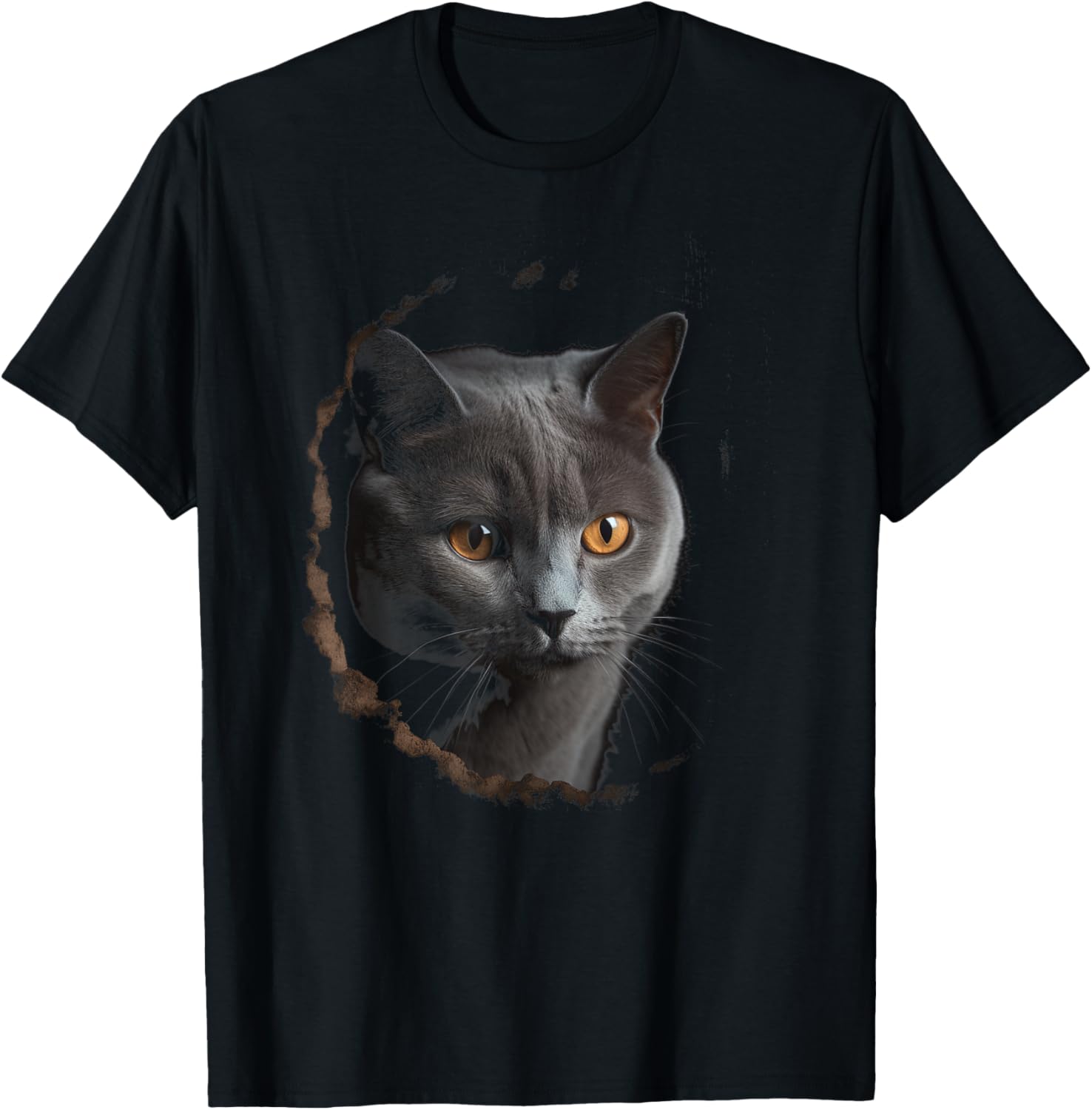 Chartreux Cat Eyes Kitty Kitten Cat Artwork Cat Face T-Shirt - T-Shirt | Black