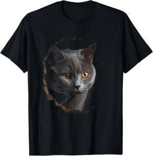 Chartreux Cat Eyes Kitty Kitten Cat Artwork Cat Face T-Shirt - T-Shirt | Black