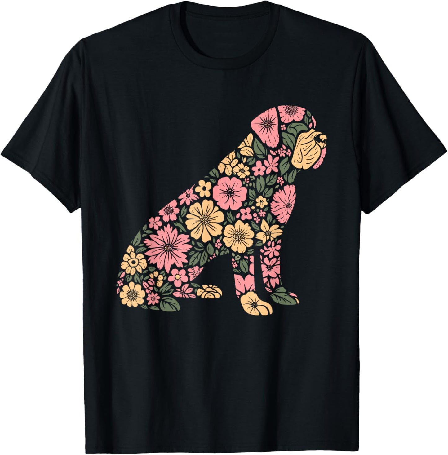 Funny Floral FLower Mastiff Mom Grandma Mothers Day T-Shirt - T-Shirt | Black