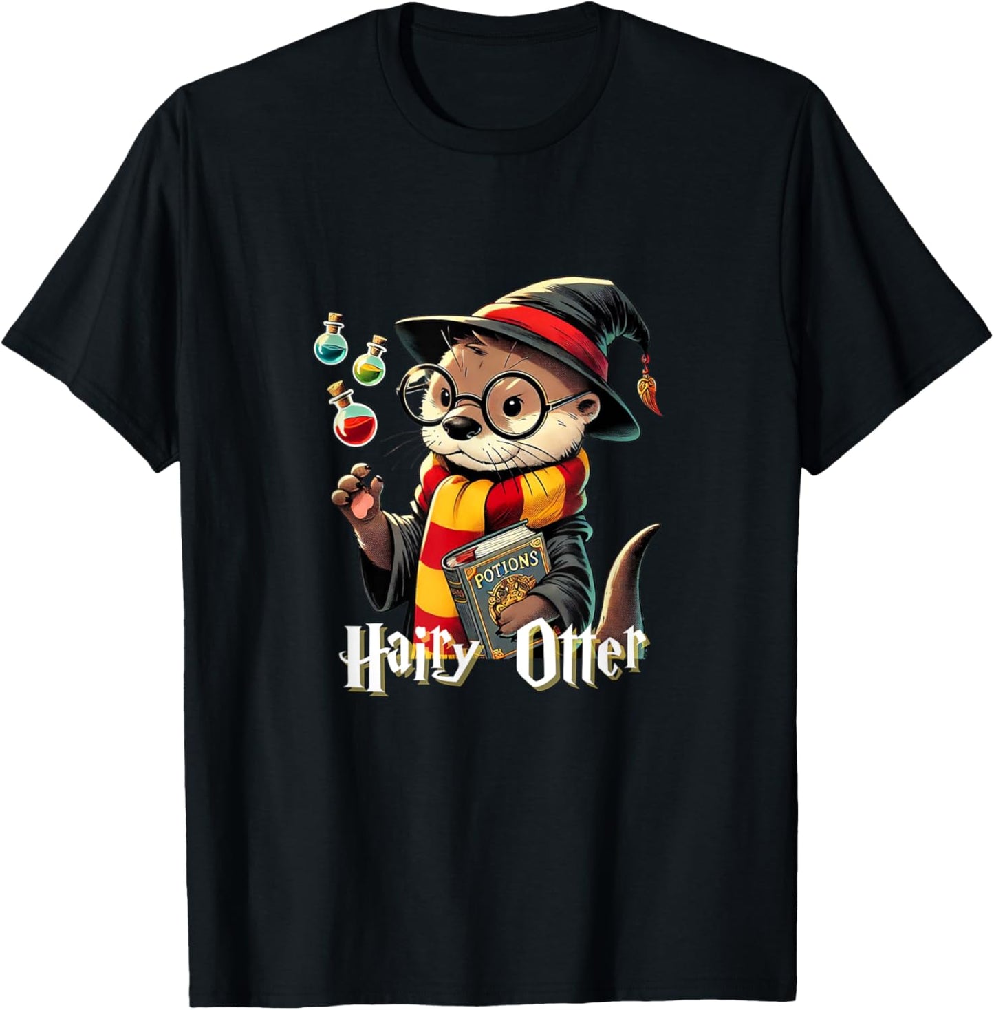 Hairy Otter - Funny Wizard T-Shirt - T-Shirt | Black