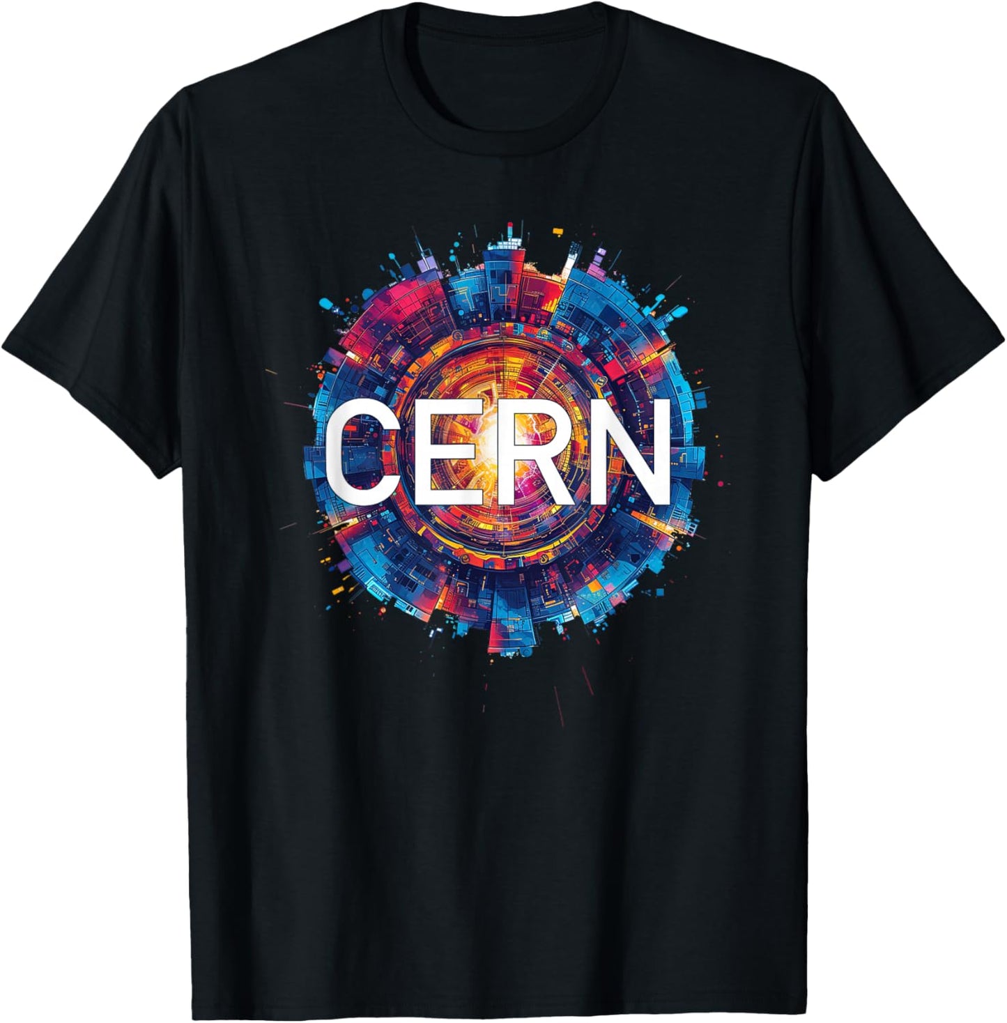 CERN Collider Abstract Hadron Enthusiast T-Shirt - T-Shirt | Black