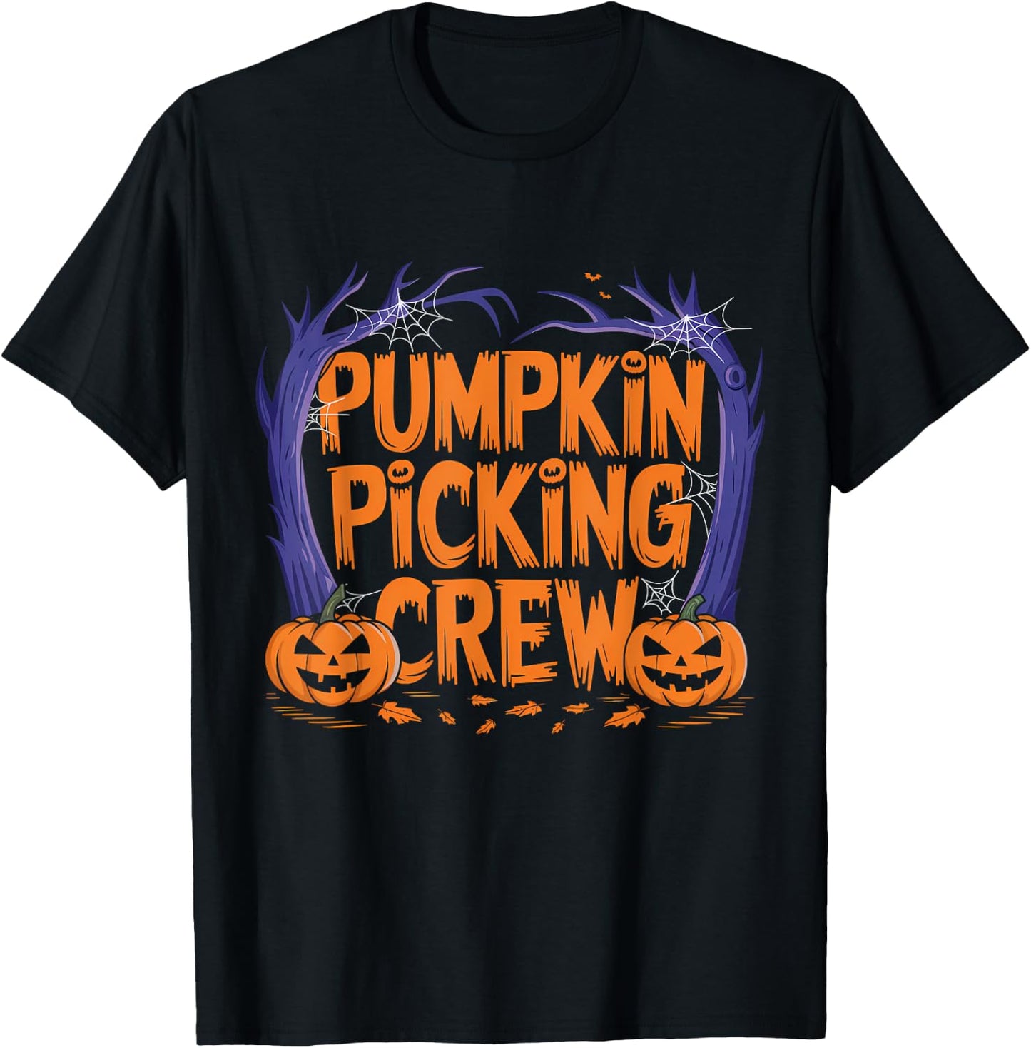 Spooky Pumpkin Picking Crew Matching Family Autumn T-Shirt - T-Shirt | Black