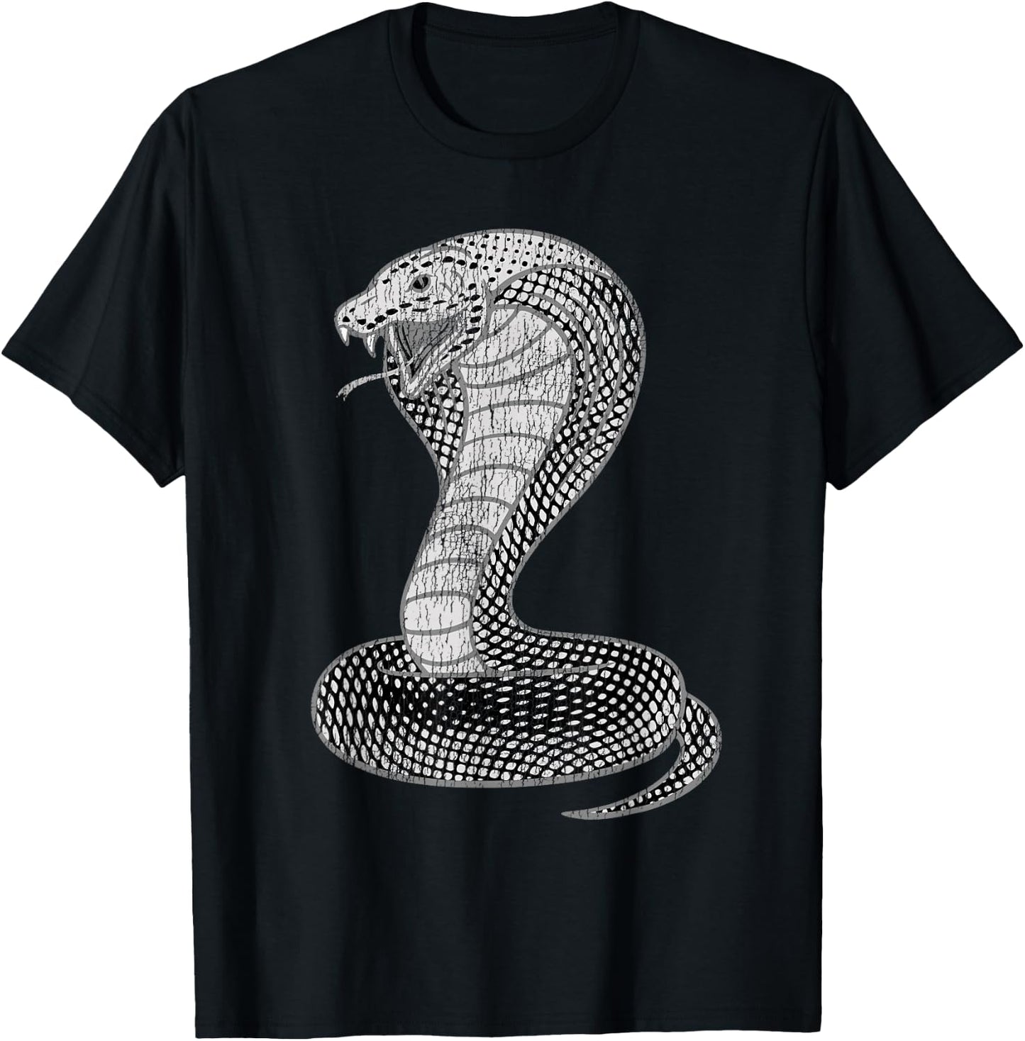 Vintage Distressed King Cobra Power Snake Muscle Car Karate T-Shirt - T-Shirt | Black