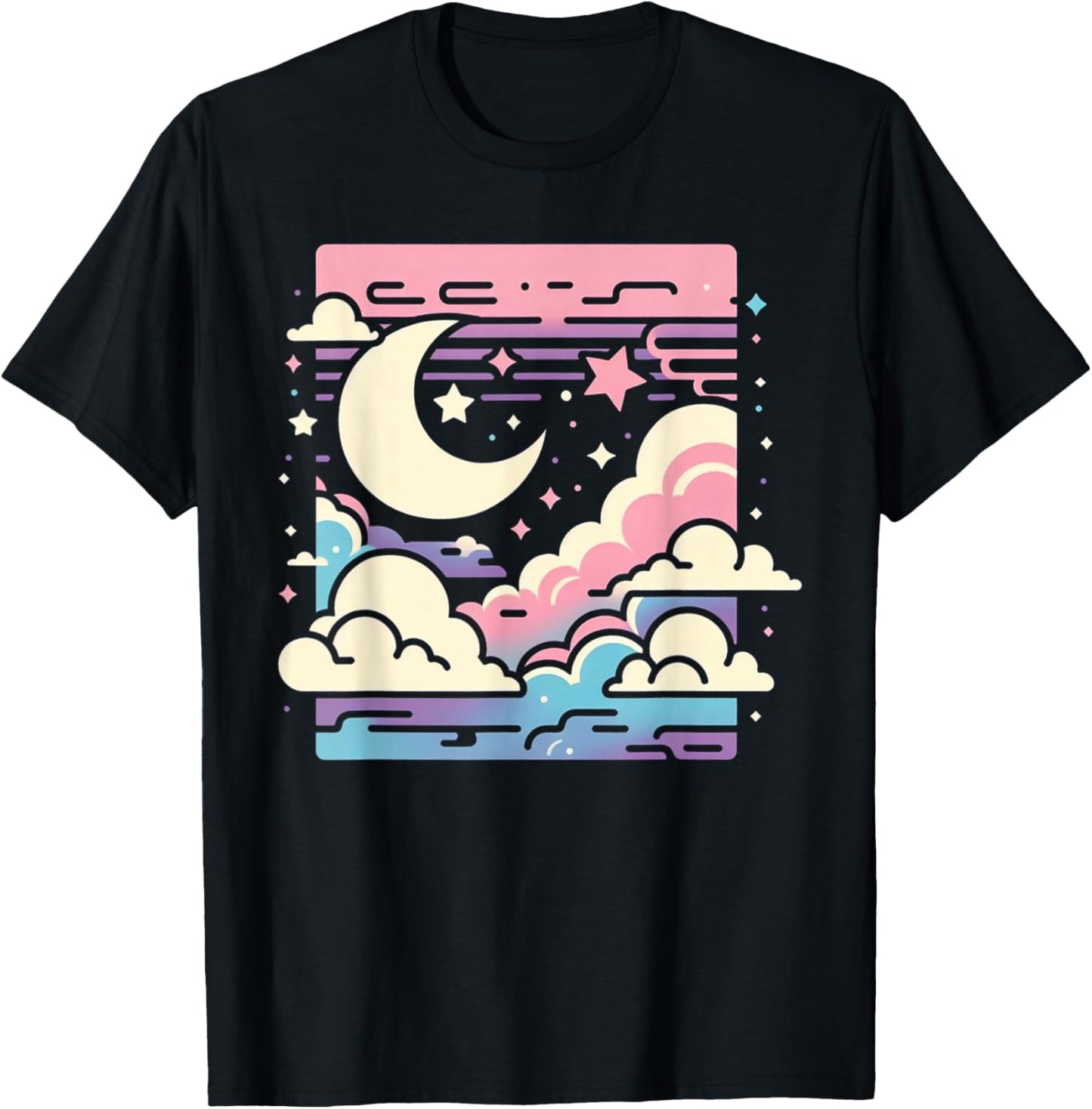 Clouds Vaporwave Aesthetic Japanese Anime Kawaii T-Shirt - T-Shirt | Black