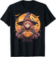 Cute Anime Halloween Girl Witch with Pumpkin and Bats girls T-Shirt - T-Shirt | Black