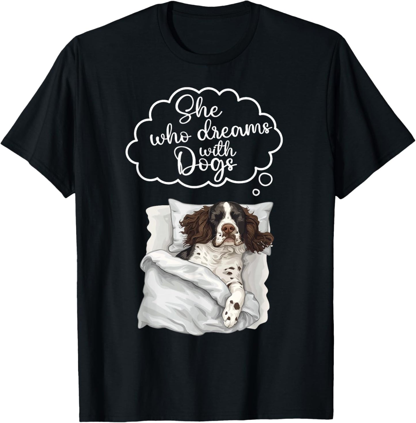 English Springer Spaniel Dog Nightgown Pajama T-Shirt - T-Shirt | Black