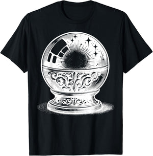 Crystal Ball On Stand With Reflections And Light Details T-Shirt - T-Shirt | Black