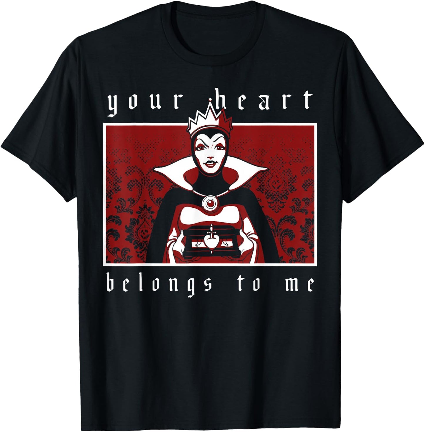 Disney Villains Valentine's Day Evil Queen Heart Portrait T-Shirt - T-Shirt | Black