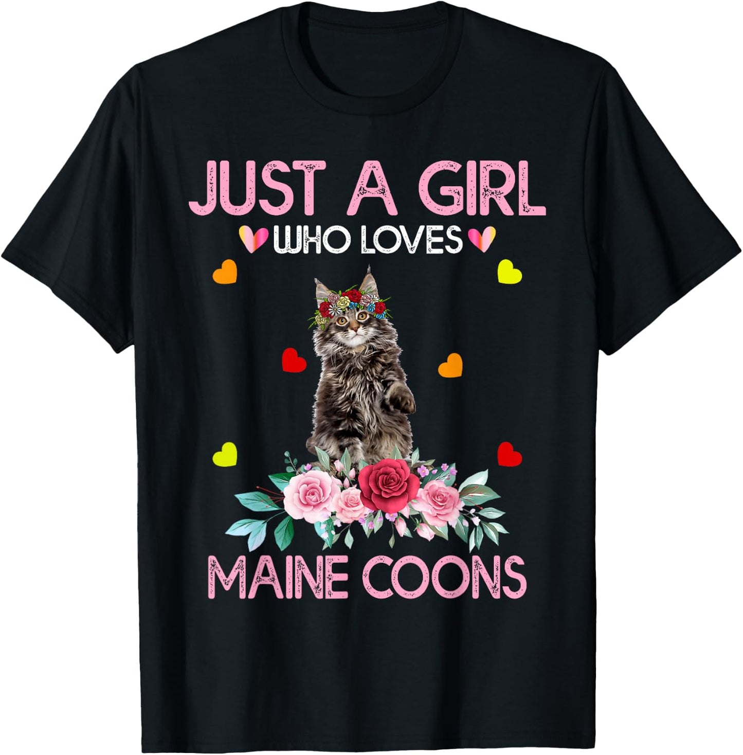 Maine Coon Cat Lover Gift Just A Girl Who Loves Maine Coons T-Shirt - T-Shirt | Black