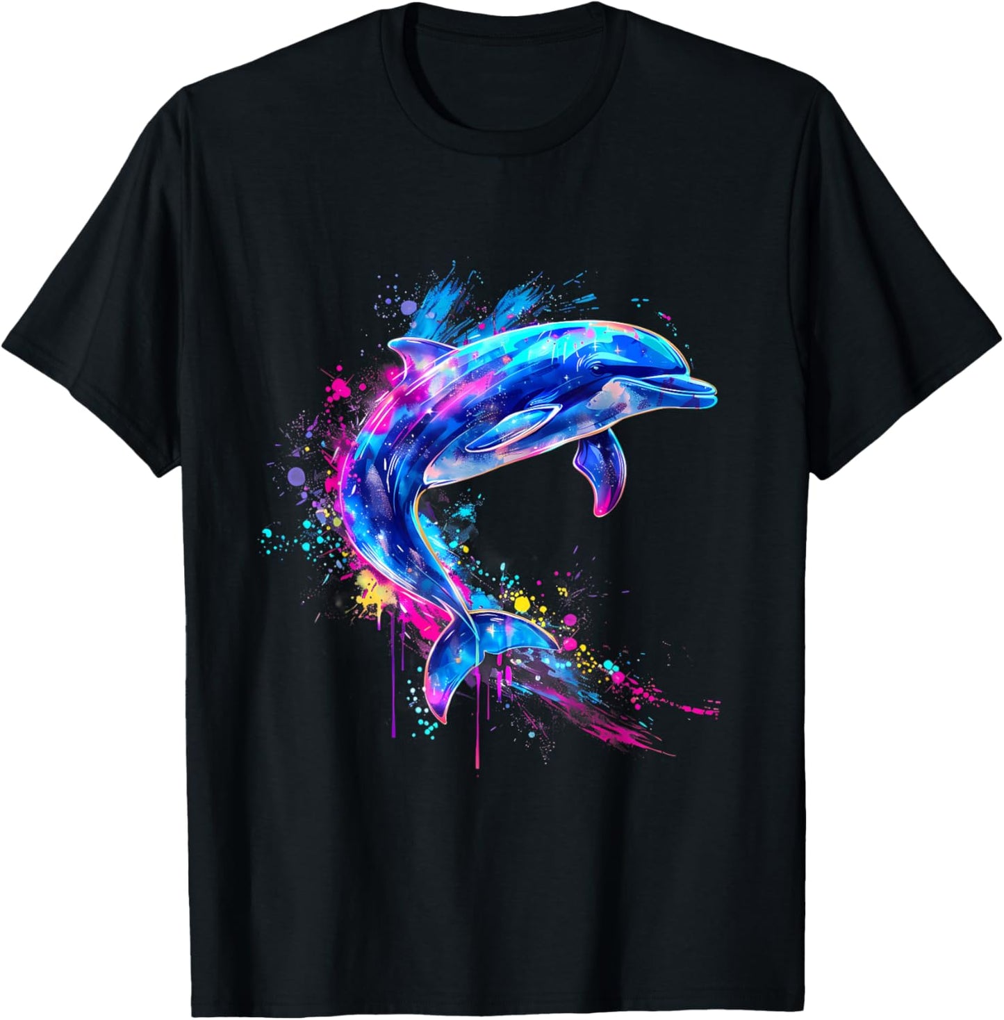 Dolphin Ocean Sea Dolphin Artwork Sea Ocean Animal Lover T-Shirt - T-Shirt | Black