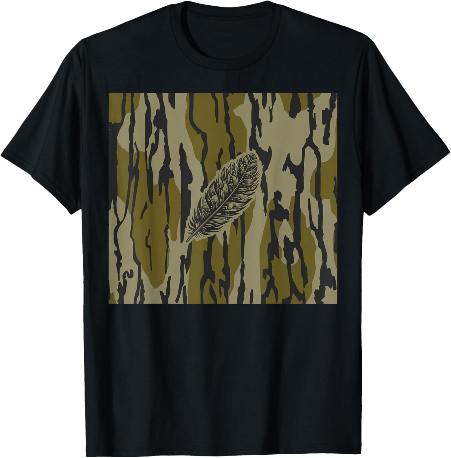 Turkey Feather Bottom lands Camo T-Shirt - T-Shirt | Black