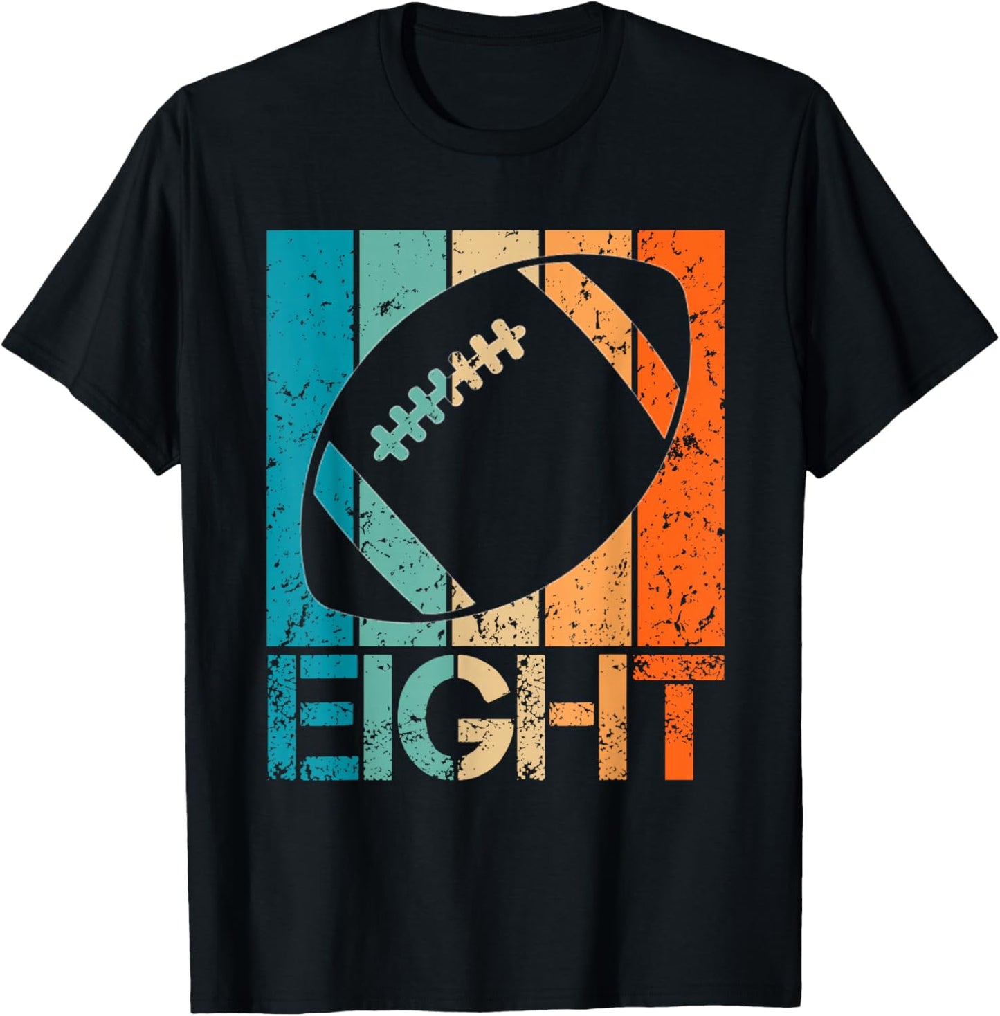 8th Football Birthday 8 Year Old 8yr Boys Birthday Football T-Shirt - T-Shirt | Black