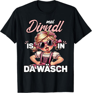Dirndl Is In Wäsch Oktoberfest Trachtenshirt Damen Trachten T-Shirt - T-Shirt | Black