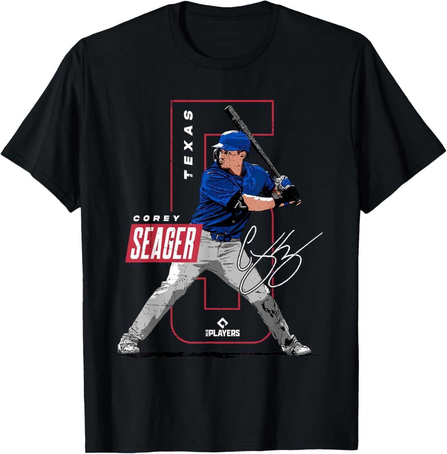 Corey Seager | Texas Baseball MLB Players | MLBSEA4052 T-Shirt - T-Shirt | Black