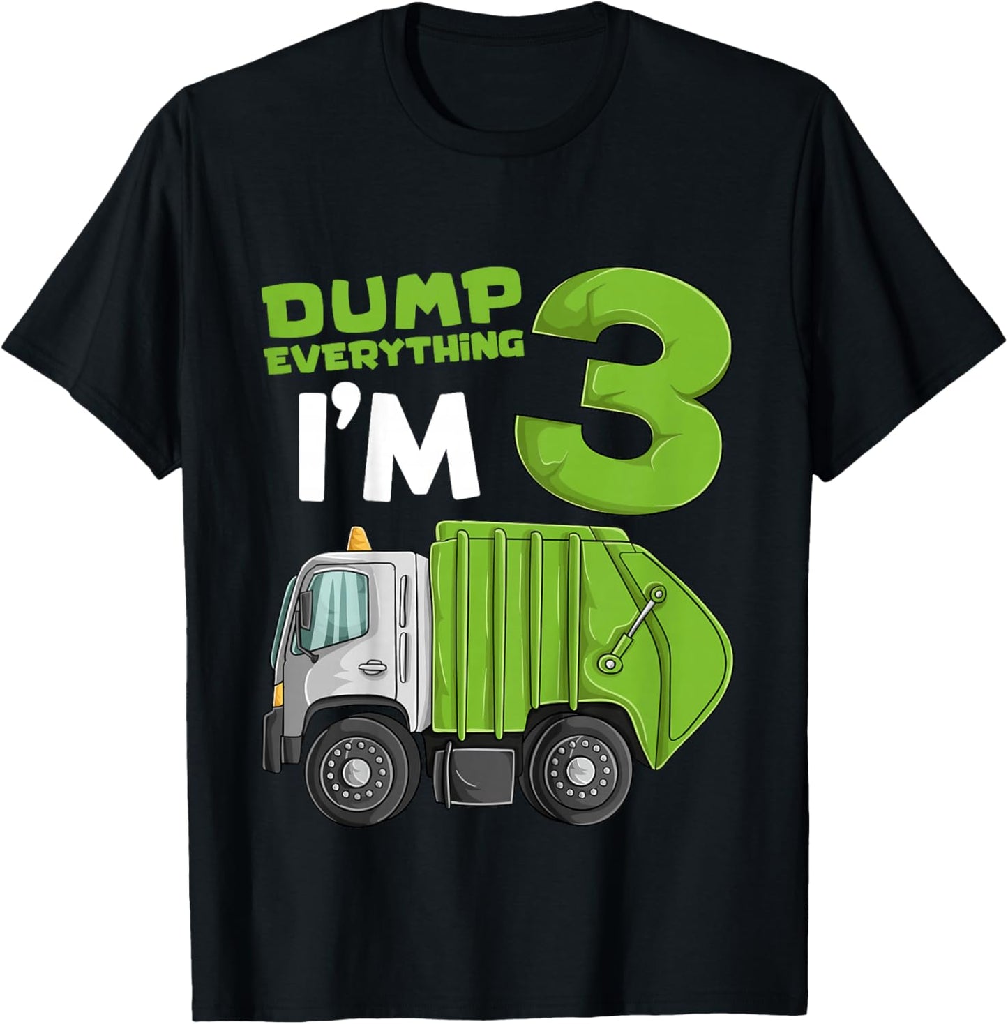 Kids Garbage Truck 3rd Birthday Boy Shirt, Trash Truck Toddler T-Shirt - T-Shirt | Black