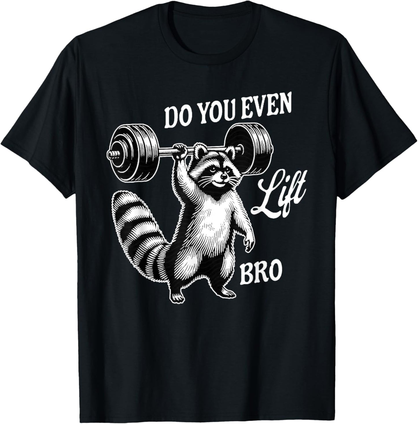 Urban Empyre Raccoon x Weightlifter x Bodybuilder -Adults , Black, Small, Short Sleeve, Sports, , Gym Themed T-Shirt - T-Shirt | Black