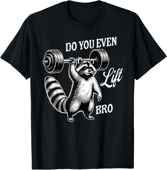 Urban Empyre Raccoon x Weightlifter x Bodybuilder -Adults , Black, Small, Short Sleeve, Sports, , Gym Themed T-Shirt - T-Shirt | Black