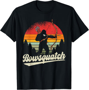 Bowsquatch Bow Arrow Bigfoot Archery Retro Sasquatch Archer T-Shirt - T-Shirt | Black