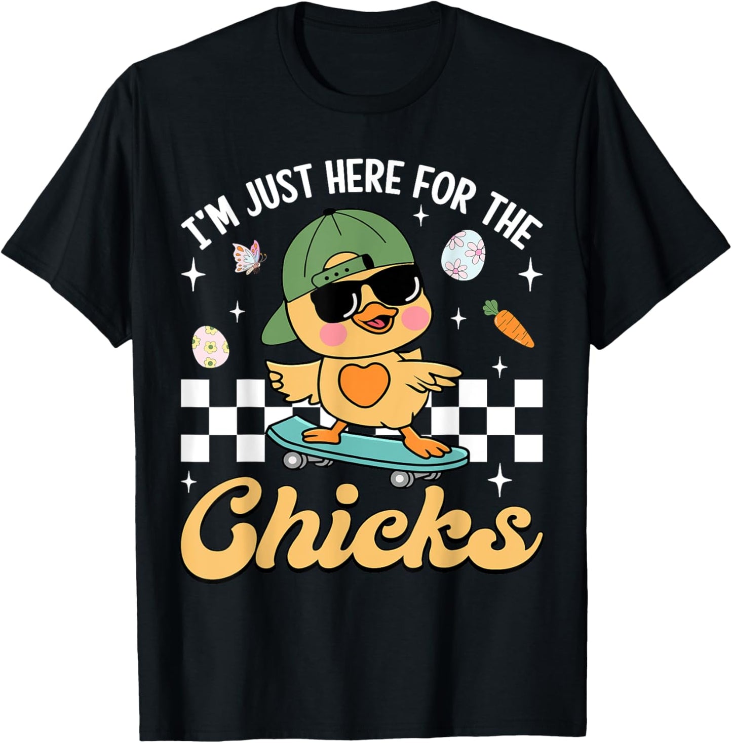 I'm Just Here For The Chicks Cute Easter Boys Kids Toddlers T-Shirt - T-Shirt | Black
