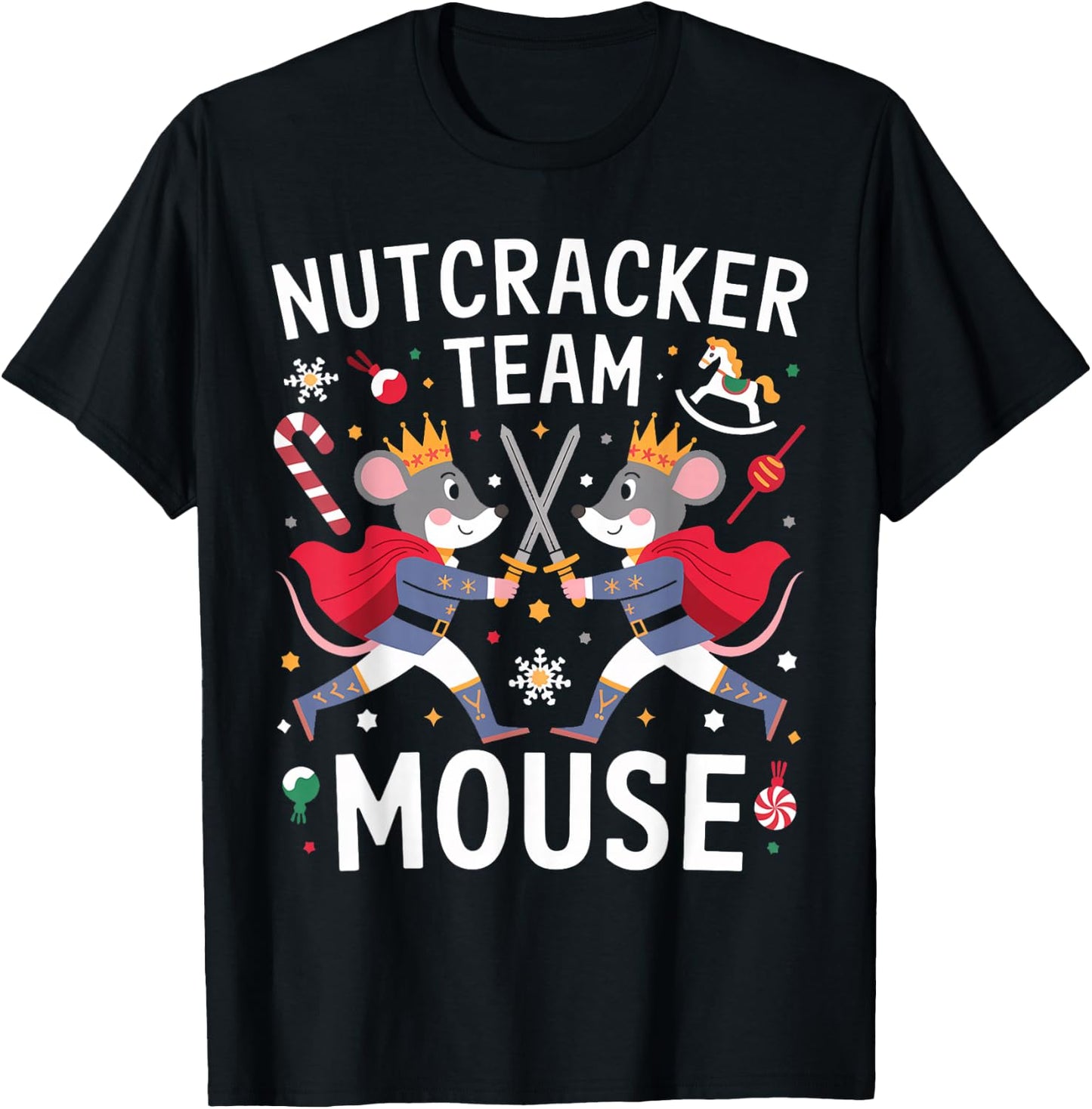 Funny Nutcracker Ballet Team Mouse Soldier Christmas Dance T-Shirt - T-Shirt | Black