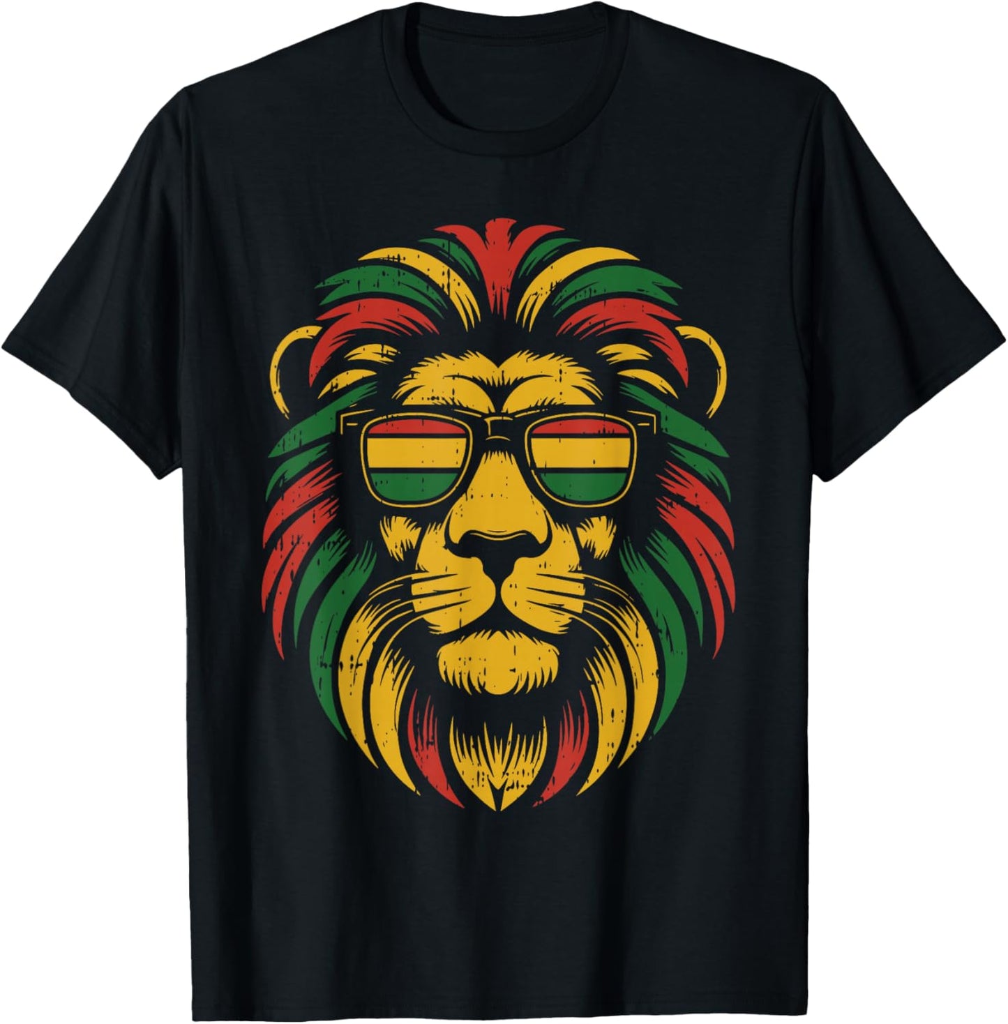 Pan African Lion Face Juneteenth Animal Black History BLM T-Shirt - T-Shirt | Black