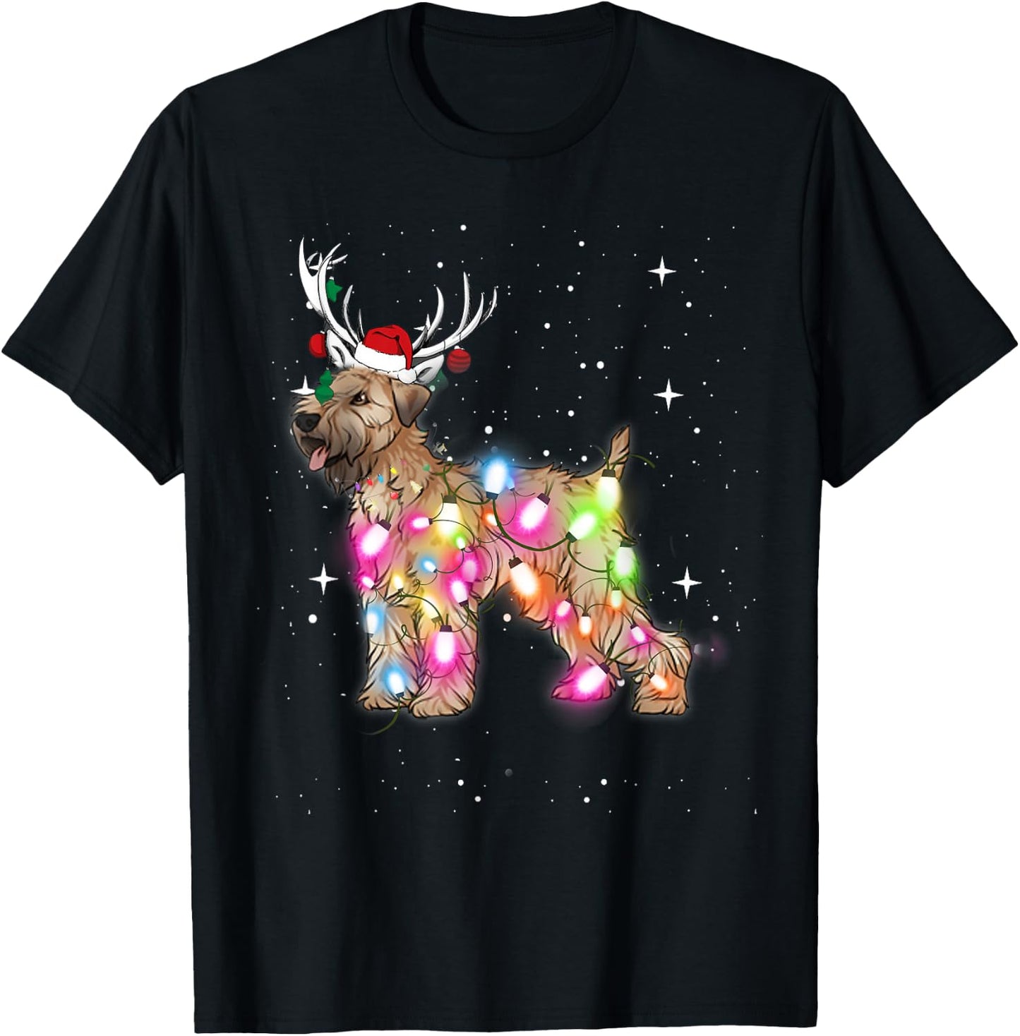Christmas Lights Soft Coated Wheaten Terrier Dog Women Kids T-Shirt - T-Shirt | Black