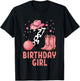7th Birthday Cow Pattern Cowgirl 7 Year Old Bday Girls Kids T-Shirt - T-Shirt | Black