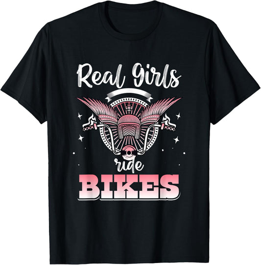 Motorcycle Biker - Real Girls ride Bikes Woman T-Shirt - T-Shirt | Black