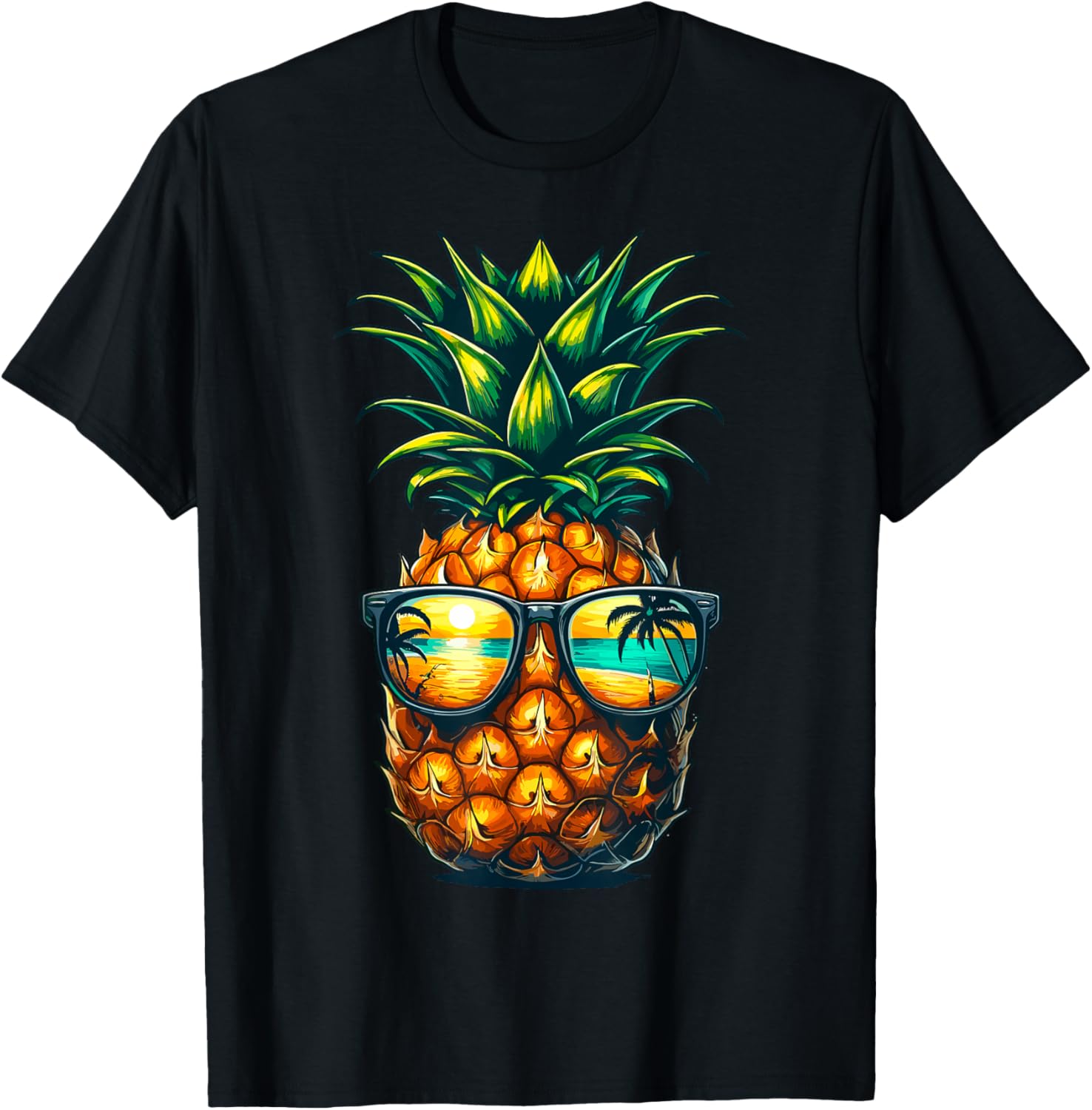 Pineapple Sunglasses Hawaiian Aloha Beaches Hawaii T-Shirt - T-Shirt | Black