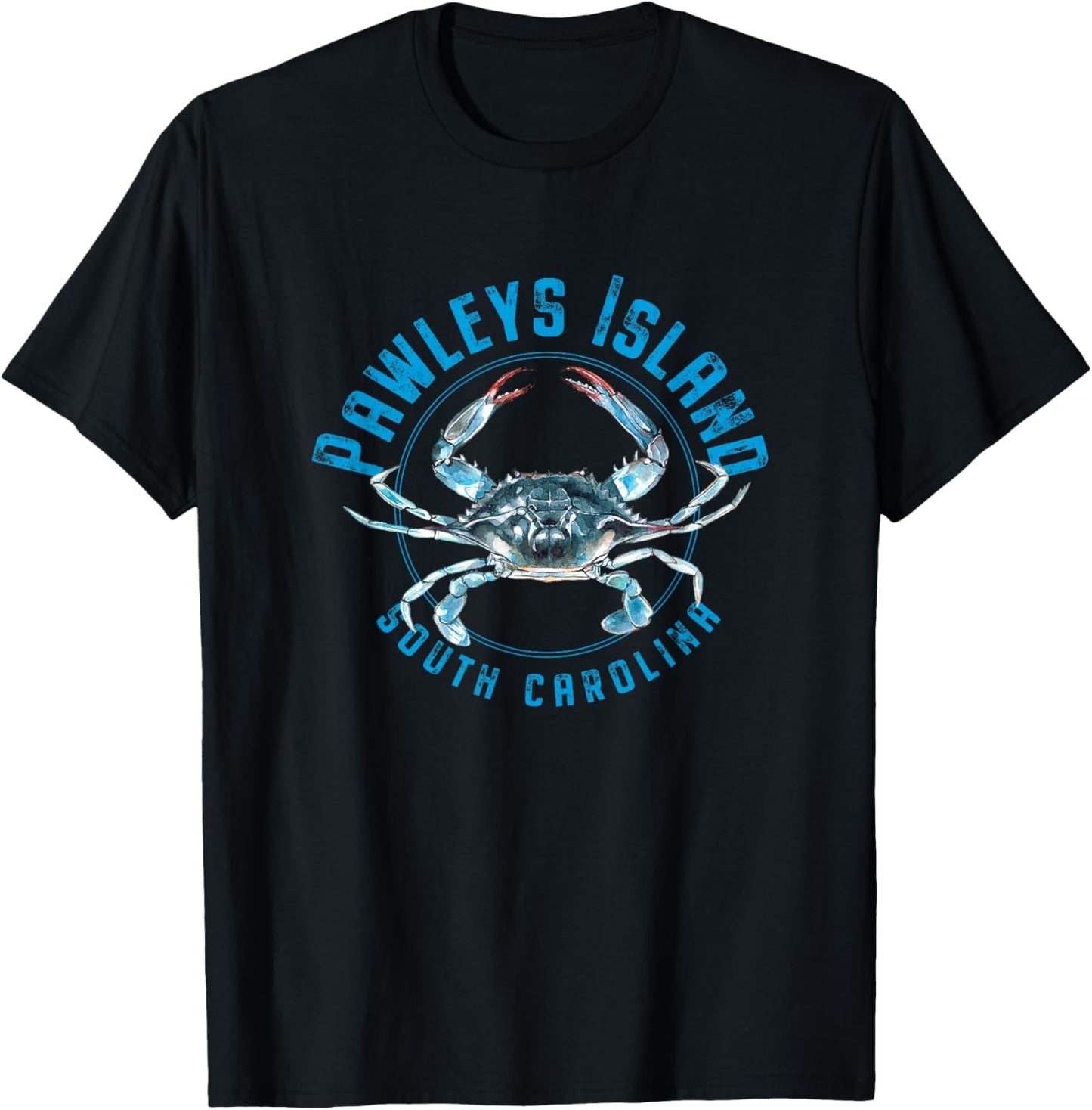 Pawleys Island South Carolina Blue Crab Design T-Shirt - T-Shirt | Black
