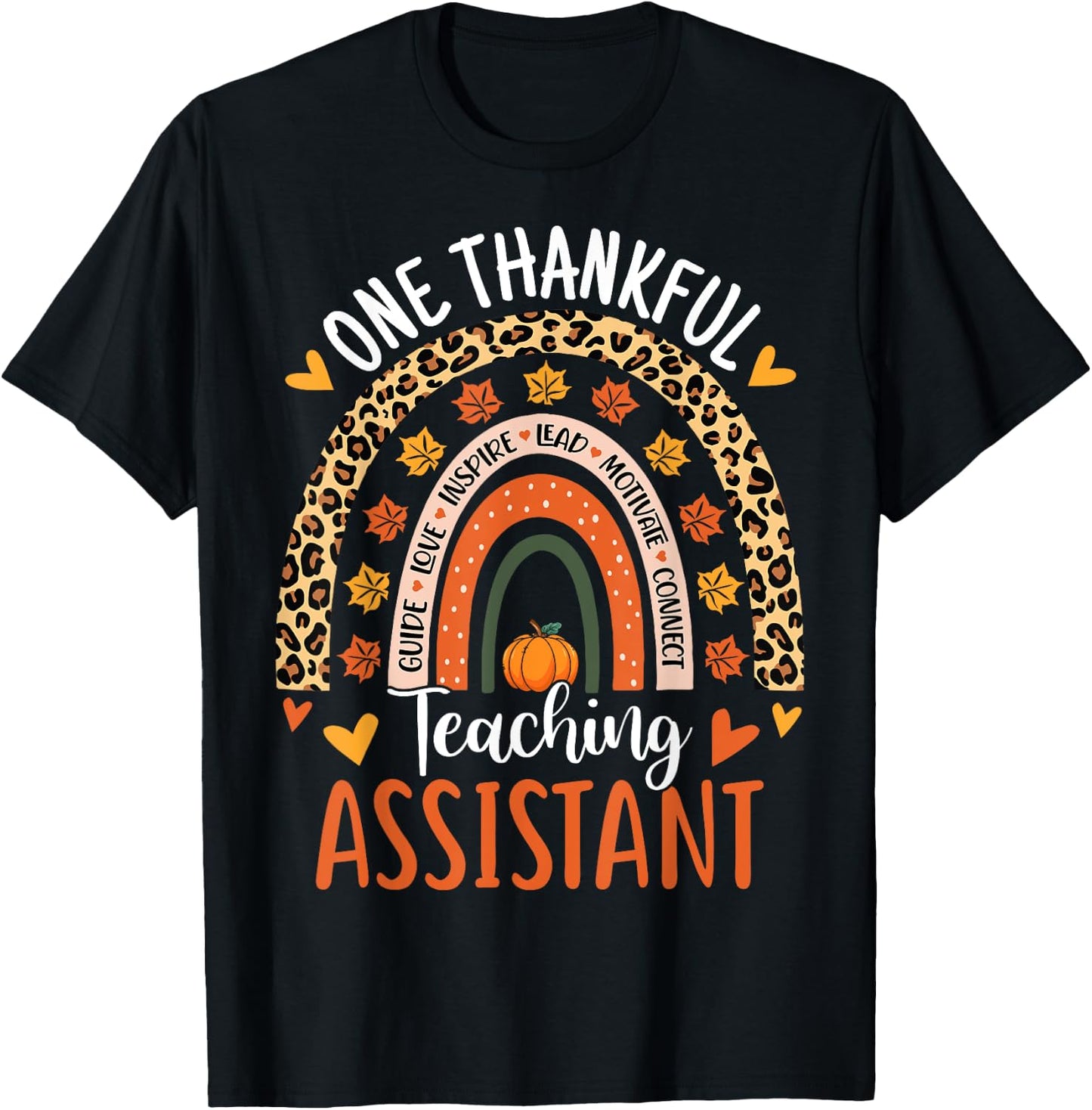 One Thankful Teaching Assistant Thanksgiving Teacher Aide T-Shirt - T-Shirt | Black