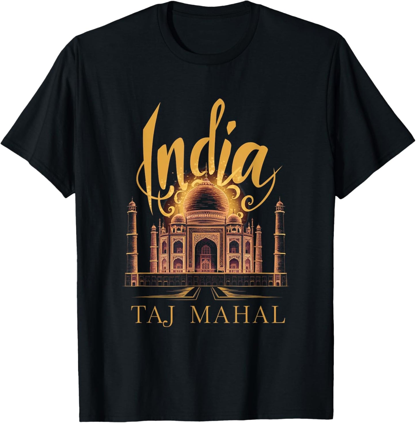Explore India Taj Mahal Elegant Artistic Design T-Shirt - T-Shirt | Black