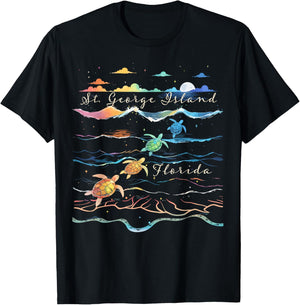 St. George Island Florida Beach Sea Turtle Lover Ocean T-Shirt - T-Shirt | Black