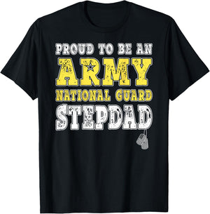 Proud To Be An Army National Guard Stepdad Military Step-Dad T-Shirt - T-Shirt | Black