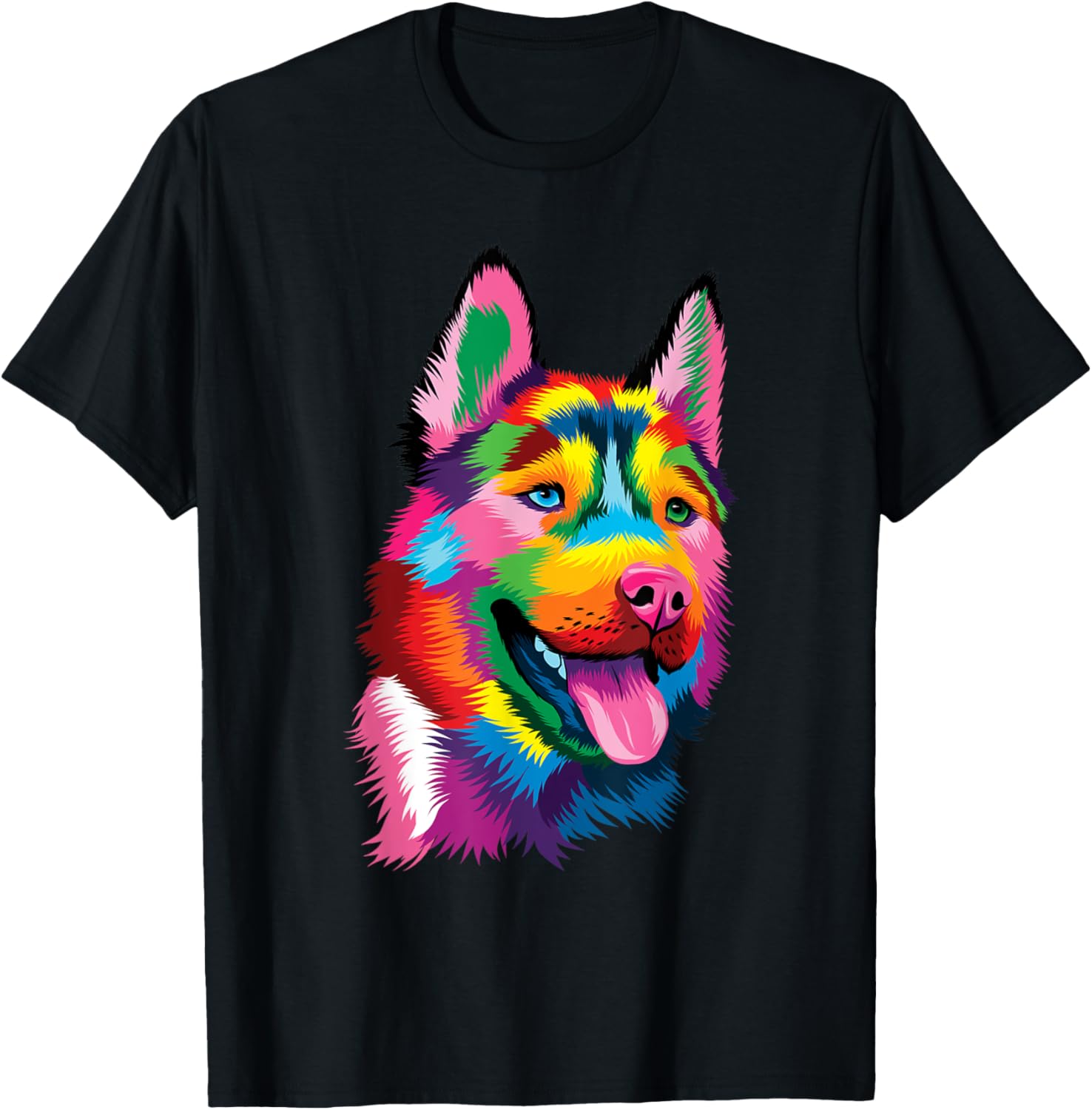 Colorful Siberian Husky - Dog Lover Pet Trainer Breeder Men Women Girls Kids T-Shirt - T-Shirt | Black
