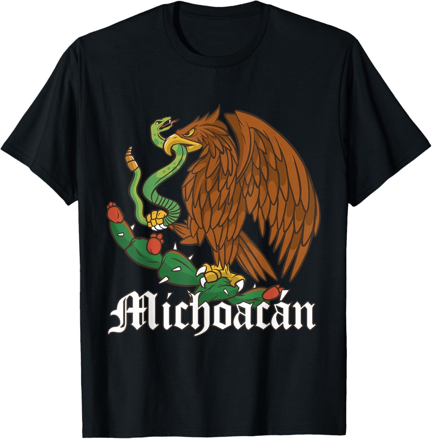 Michoacan Mexico with Mexican Eagle, Michoacan T-Shirt - T-Shirt | Black