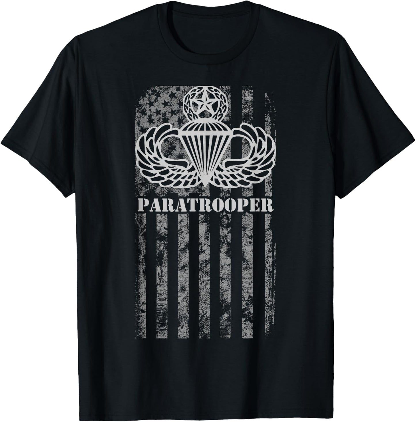 Airborne Jumpmaster Paratrooper Gray T-Shirt - T-Shirt | Black