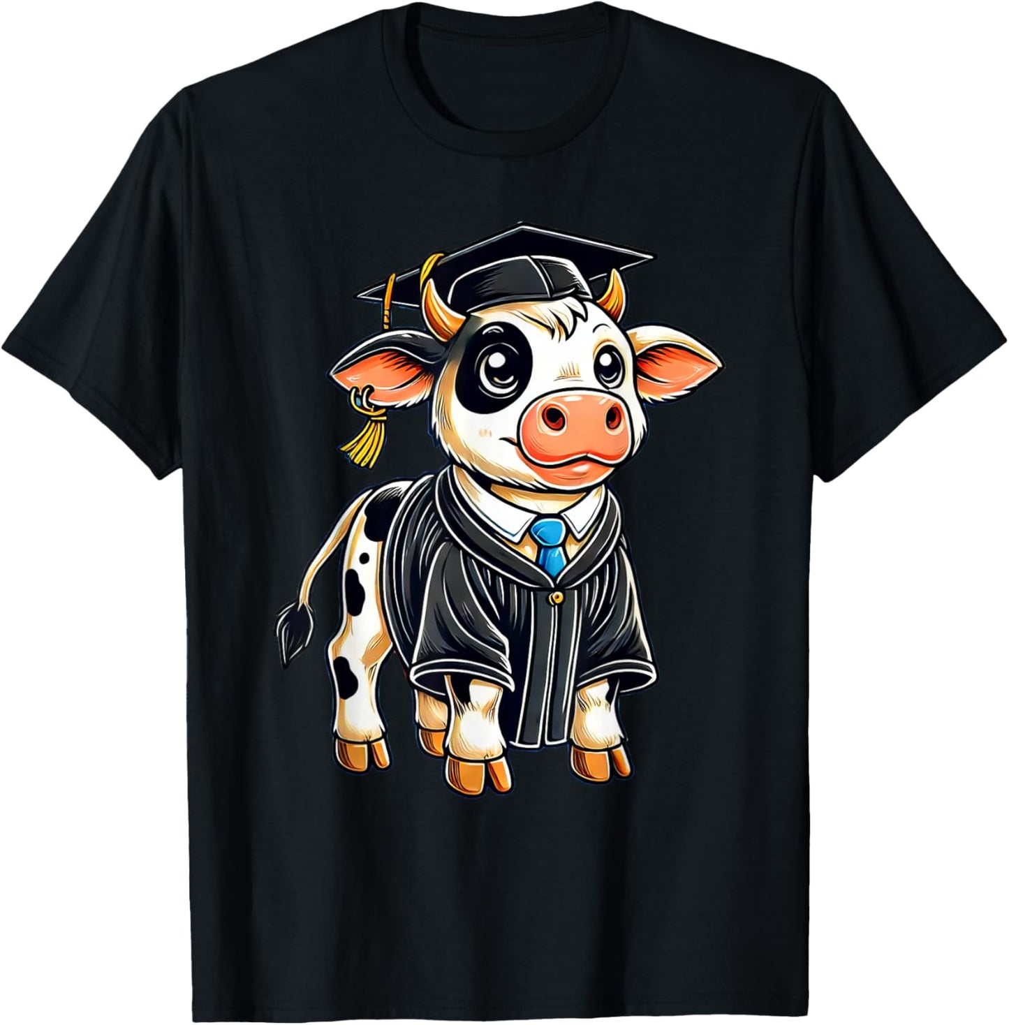 Cute Cow Graduation T-Shirt - T-Shirt | Black
