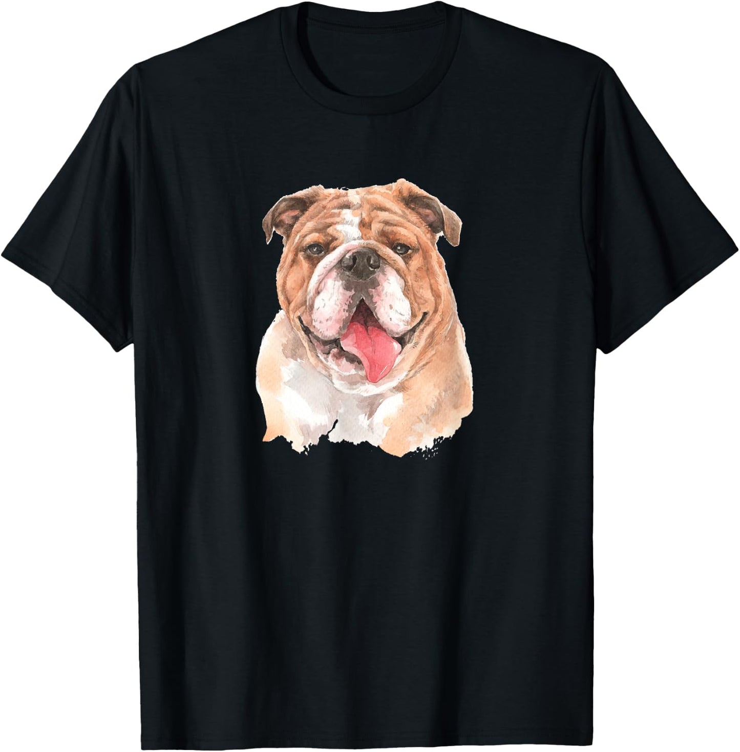 Funny Watercolor English Bulldog Men Women Girls Kids T-Shirt - T-Shirt | Black
