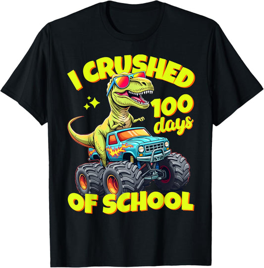 I Crushed 100 Days Of School For Boys 100th Day Of School T-Shirt - T-Shirt | Black
