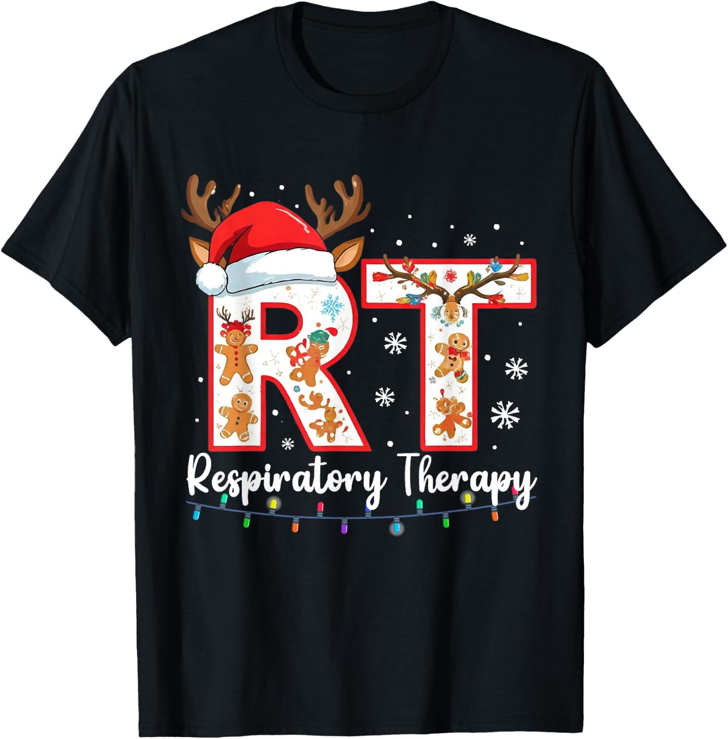 Christmas Nurse Respiratory Therapist Lung Therapy Nursing T-Shirt - T-Shirt | Black