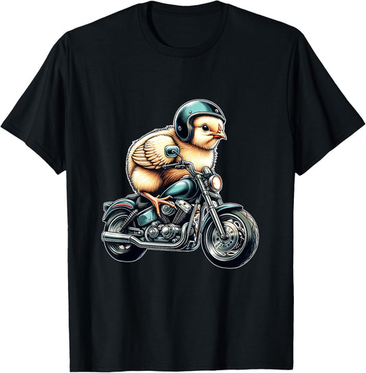Biker Chick Funny Biker Chicken for Female Motorcycle Riders T-Shirt - T-Shirt | Black