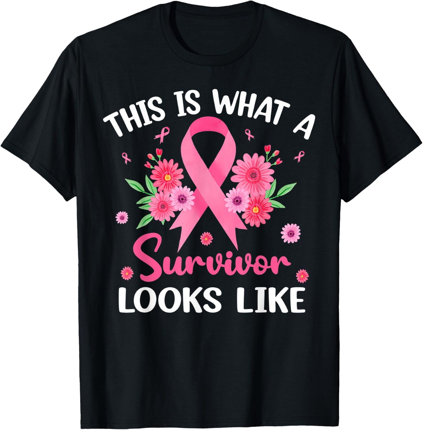 This Is What A Survivor Looks Like Pink Ribbon Breast Cancer T-Shirt - T-Shirt | Black