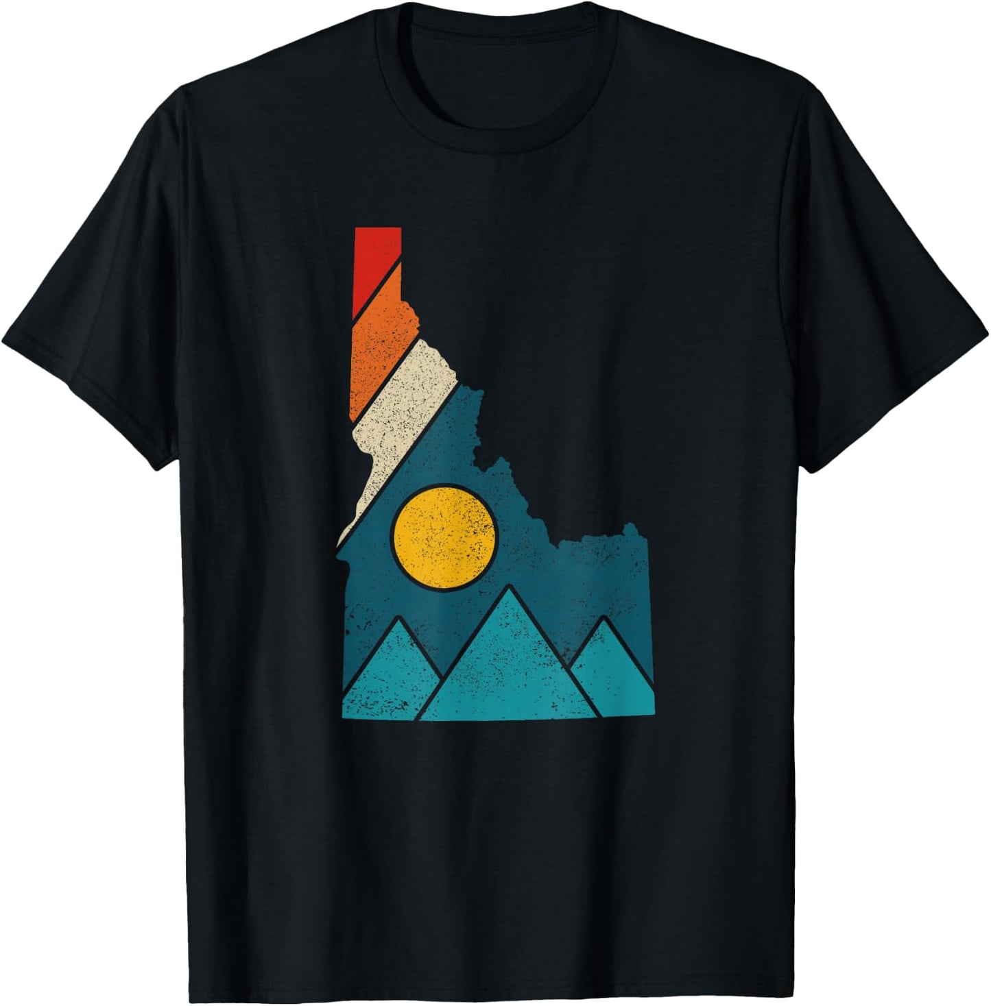 Idaho Vintage State Map Mountains Hikers Camping T-Shirt - T-Shirt | Black