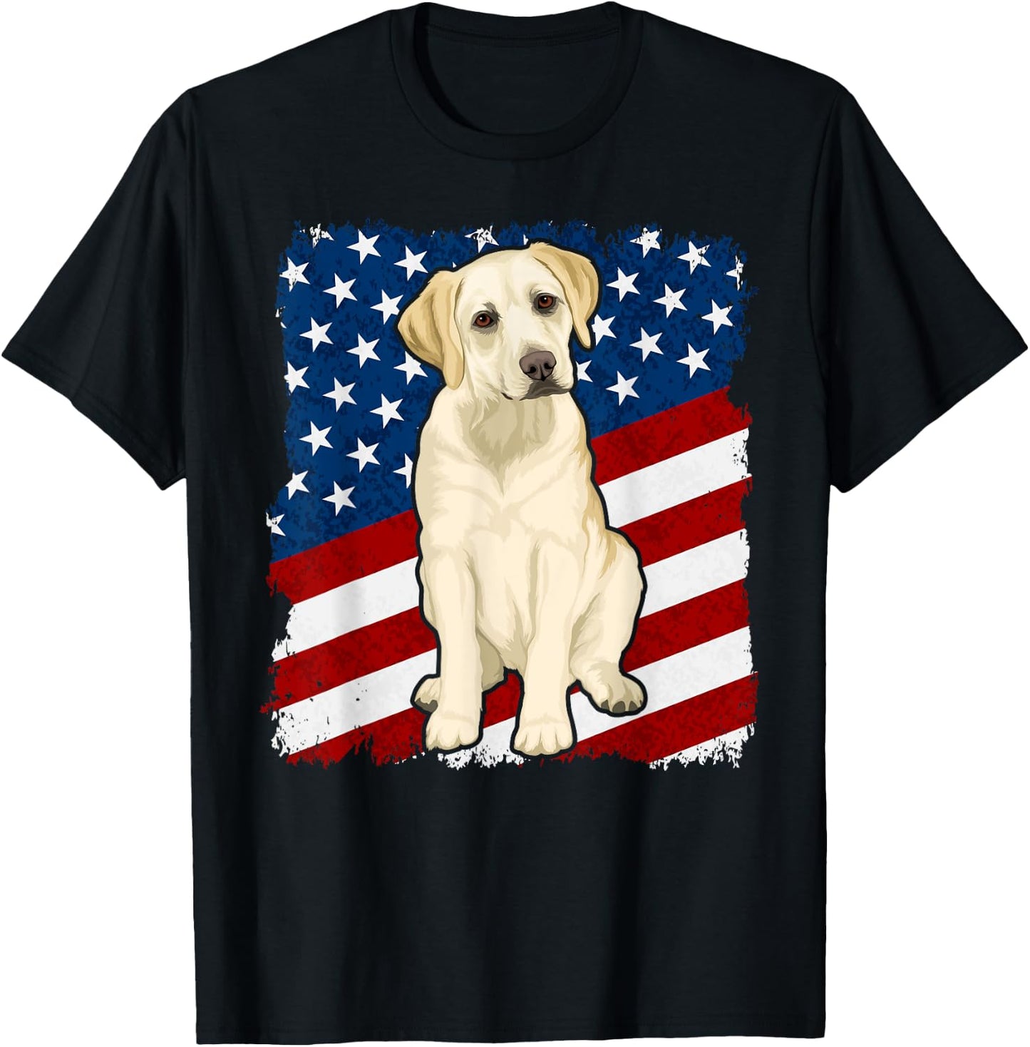 Yellow Labrador Dog American Flag Kids Men T-Shirt - T-Shirt | Black