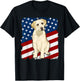 Yellow Labrador Dog American Flag Kids Men T-Shirt - T-Shirt | Black