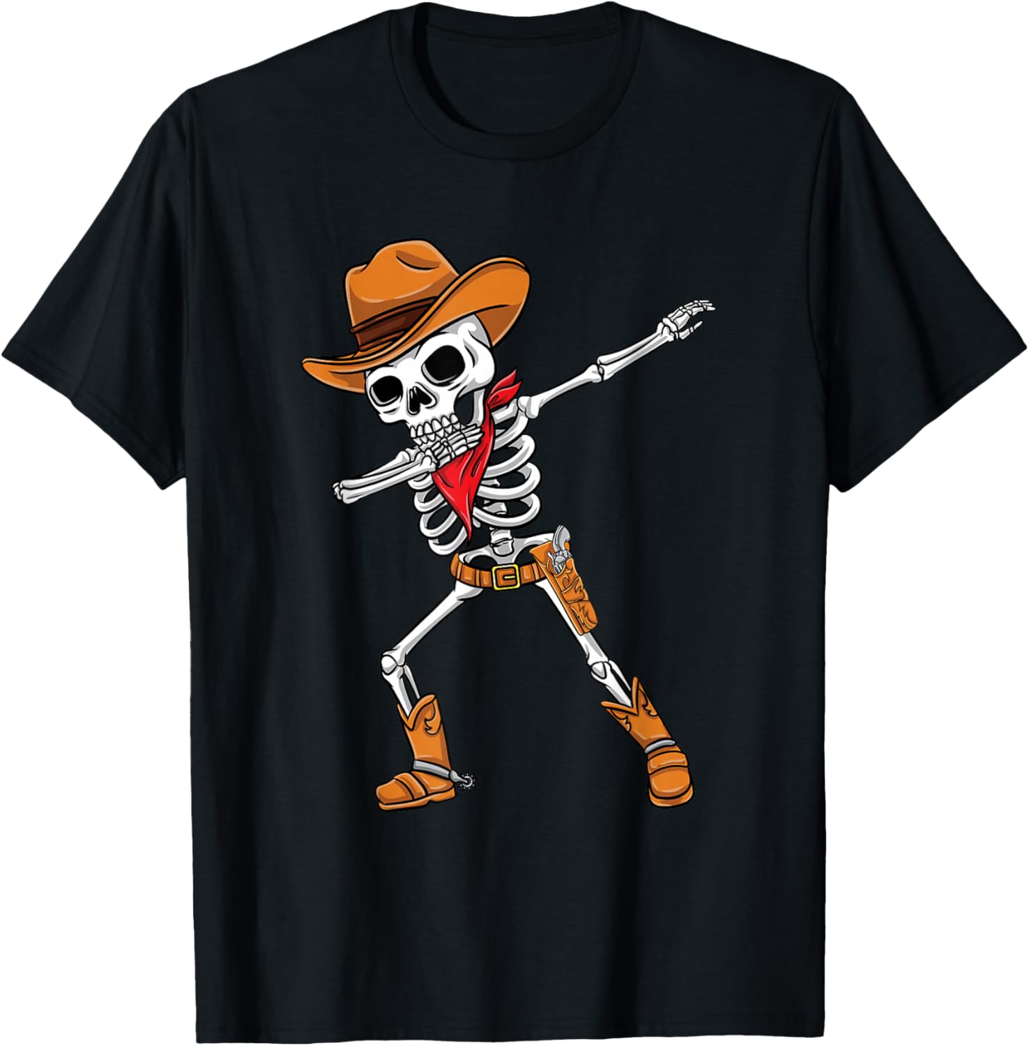 Dabbing Skelett Cowboy Halloween Jungen T-Shirt - T-Shirt | Black
