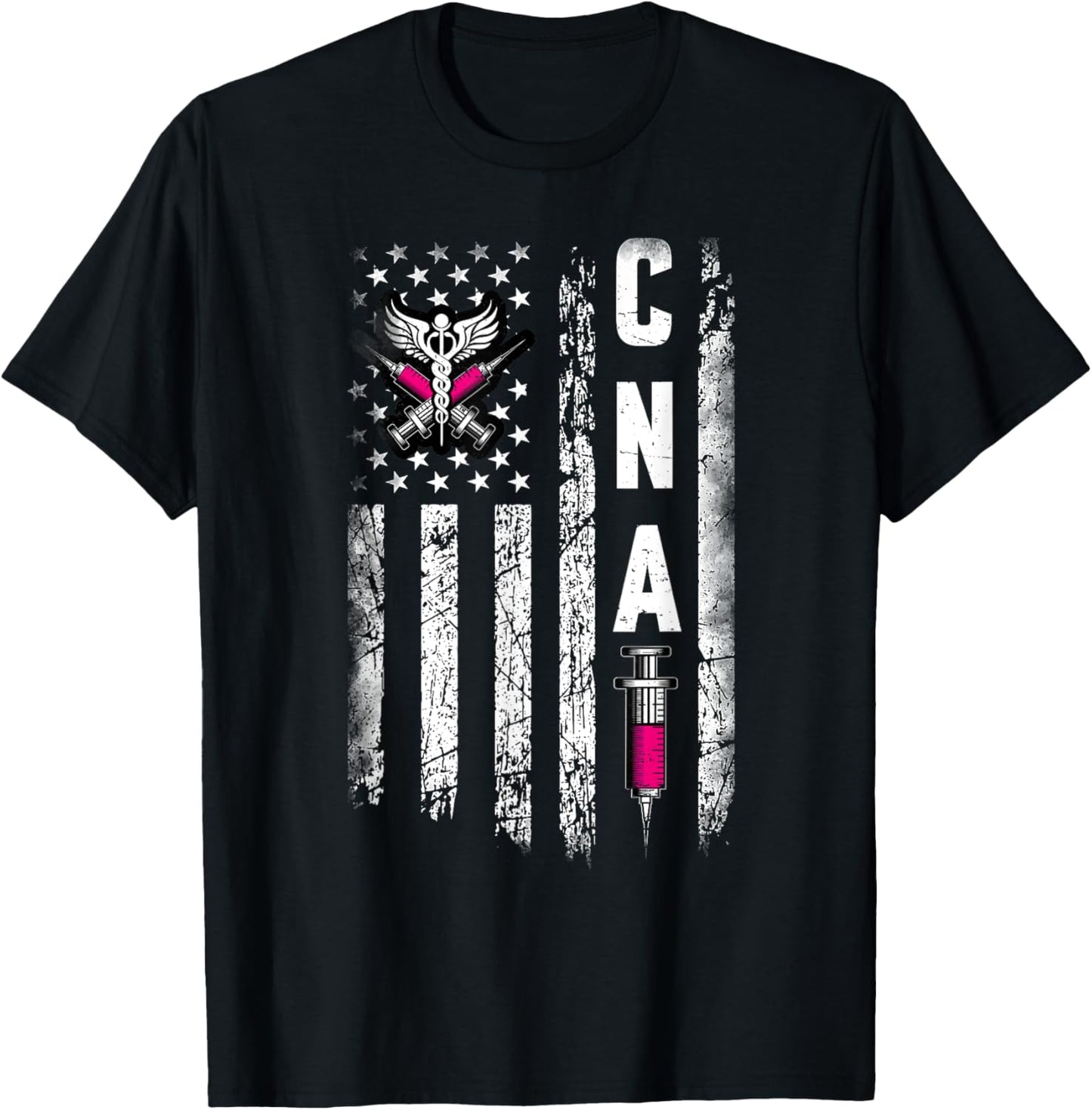 CNA - American Flag July 4th Certified Nurse Assistant T-Shirt - T-Shirt | Black