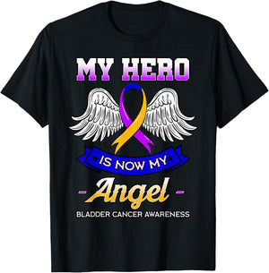 My Hero Is Now My Angel Bladder Cancer Dysuria Hematuria T-Shirt - T-Shirt | Black